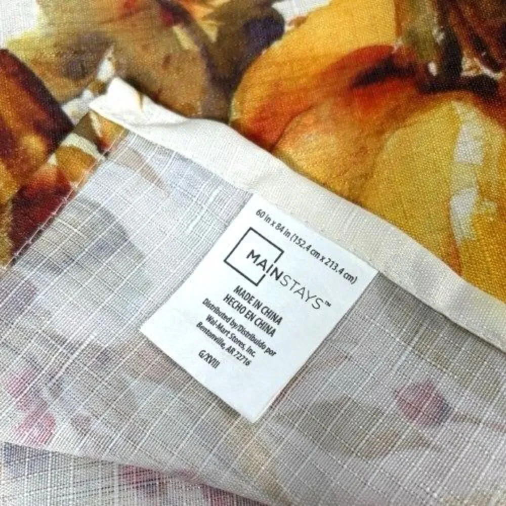 2 Mainstays Fabric Fall Thanksgiving Pumpkin Harvest Leaves Tablecloth 60